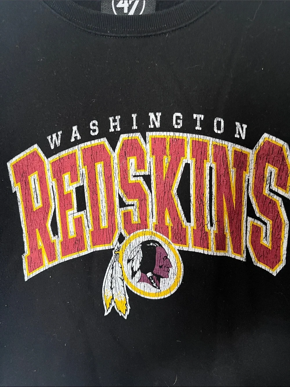 47 Black Crewneck Sweatshirt with Red and Gold Team Appliqué